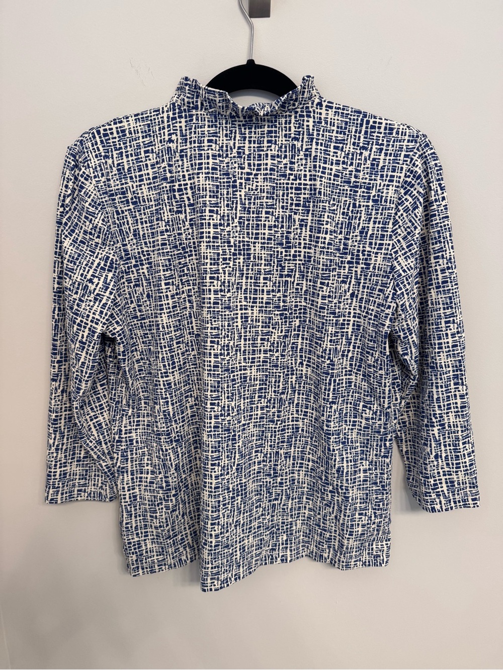 J. McLaughlin Blue & White Ruffle Collar Women's 3/4 Sleeve - Picture 3 of 3